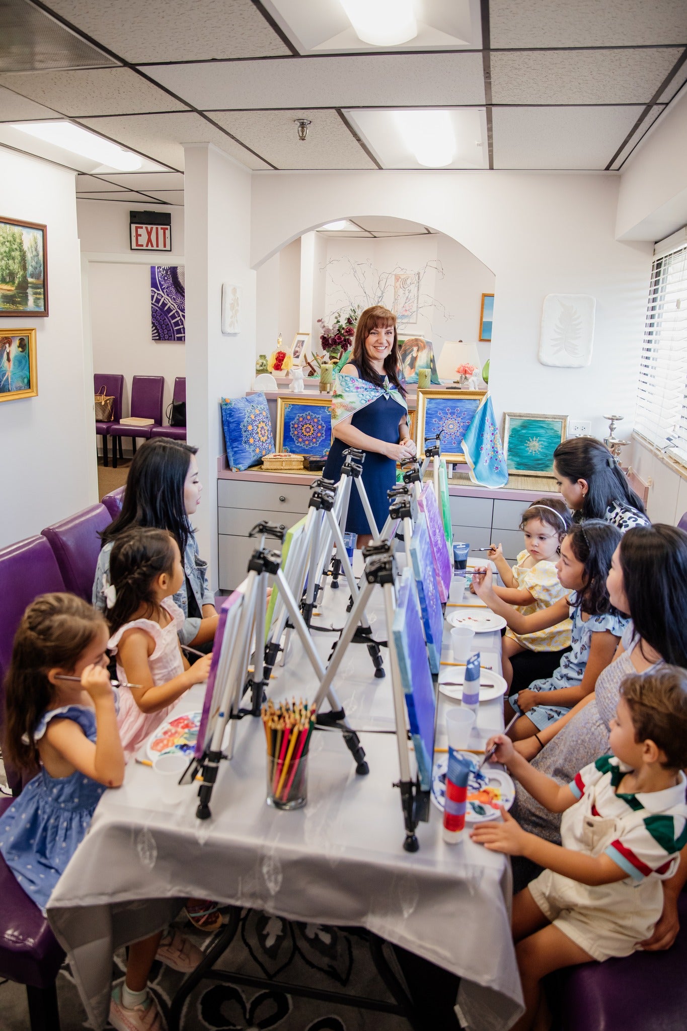 Art Party Social Painting Birthday Celebration with artist Alesia Chaika at Art & Style Academy in Buffalo Grove, IL Chicago USA