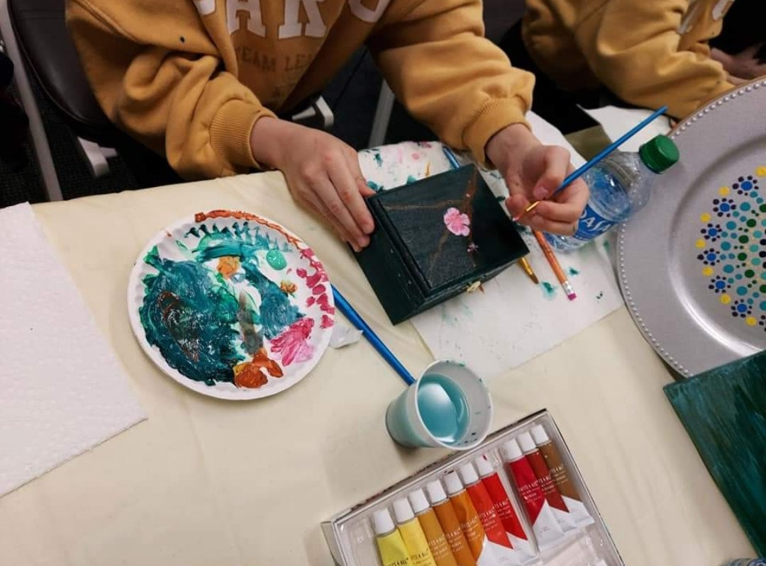 Miniature Painting on wooden boxes Applied Art classes by Alesia Chaika Art & Style Academy in Buffalo Grove, IL Chicago Art Classes for children, kids and adults