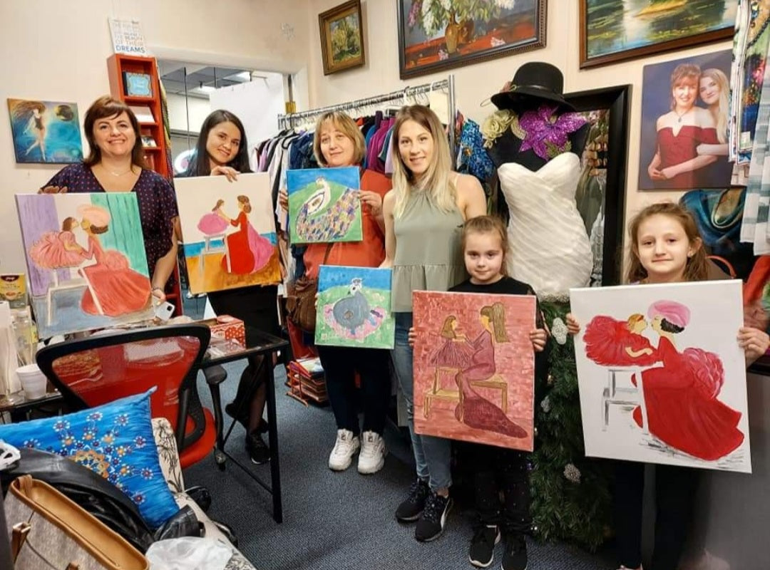 Art Party Social Painting Birthday Celebration with artist Alesia Chaika at Art & Style Academy in Buffalo Grove, IL Chicago USA